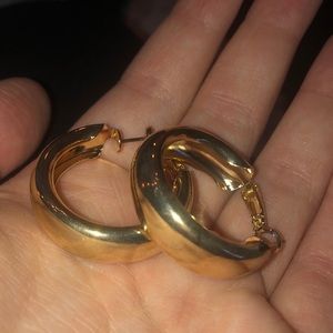 Thick gold hoop earrings